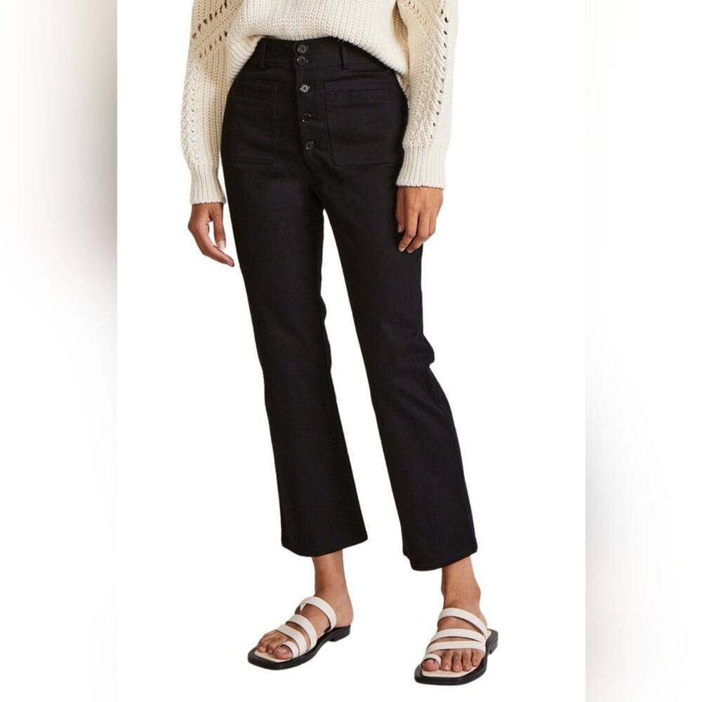 Apiece Apart Women's Black Slim Marston Pant Ankle Crop Straight Pants Size 4